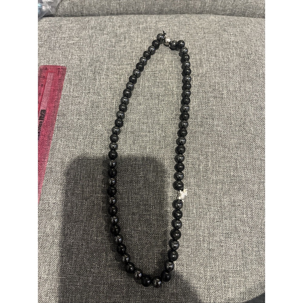 D'Joy Polished Light Black Pearls Beaded Necklace With 925 Sterling Silver Drago